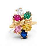 14K Yellow Gold Multiple Stones Fashion Women's Ring - Miral Jewelry