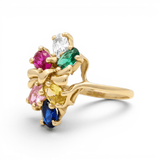 14K Yellow Gold Multiple Stones Fashion Women's Ring - Miral Jewelry