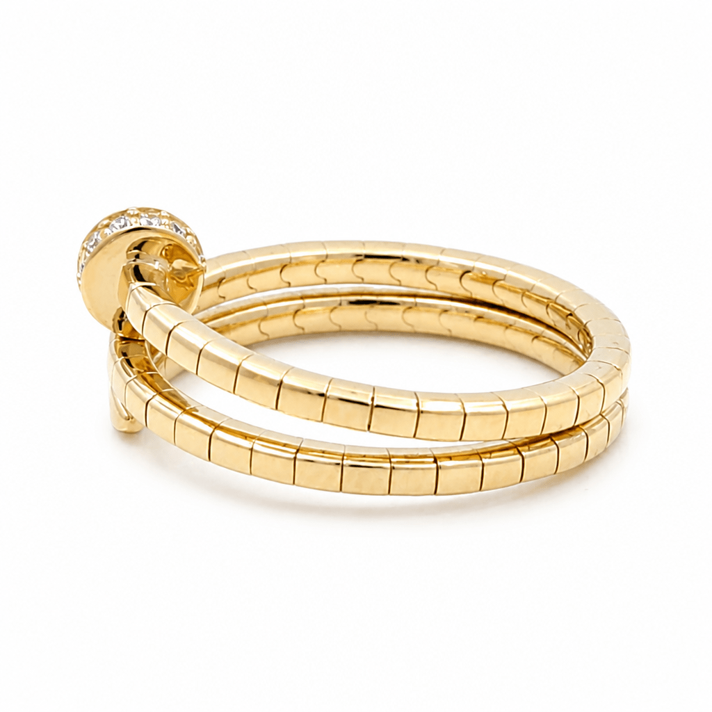 14K Yellow Gold Nail Diamond Fashion Ring with 0.06Tw Round Diamonds - Miral Jewelry