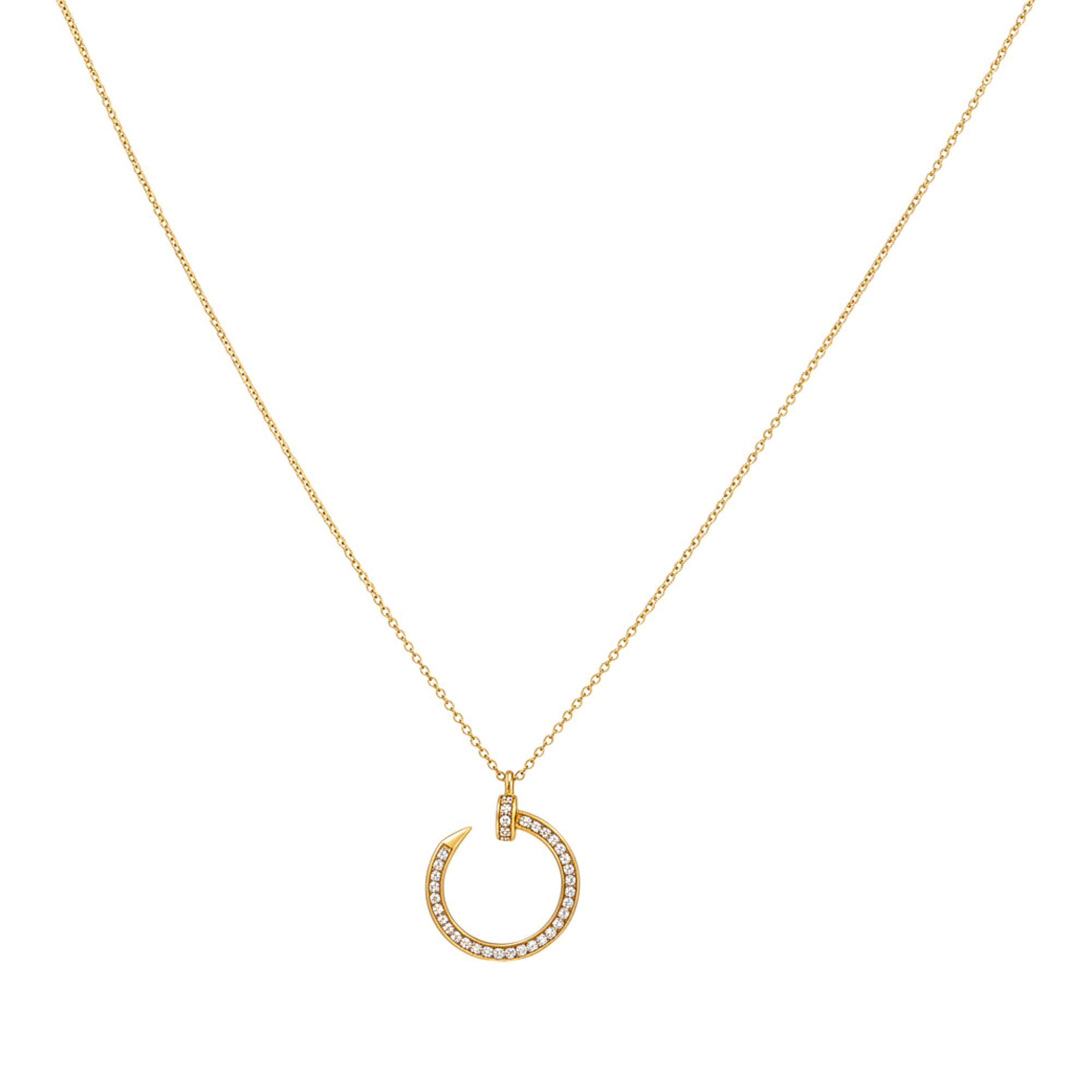 14K Yellow Gold Diamond Nail Pendant Necklace 0.18 ct tw, 18in