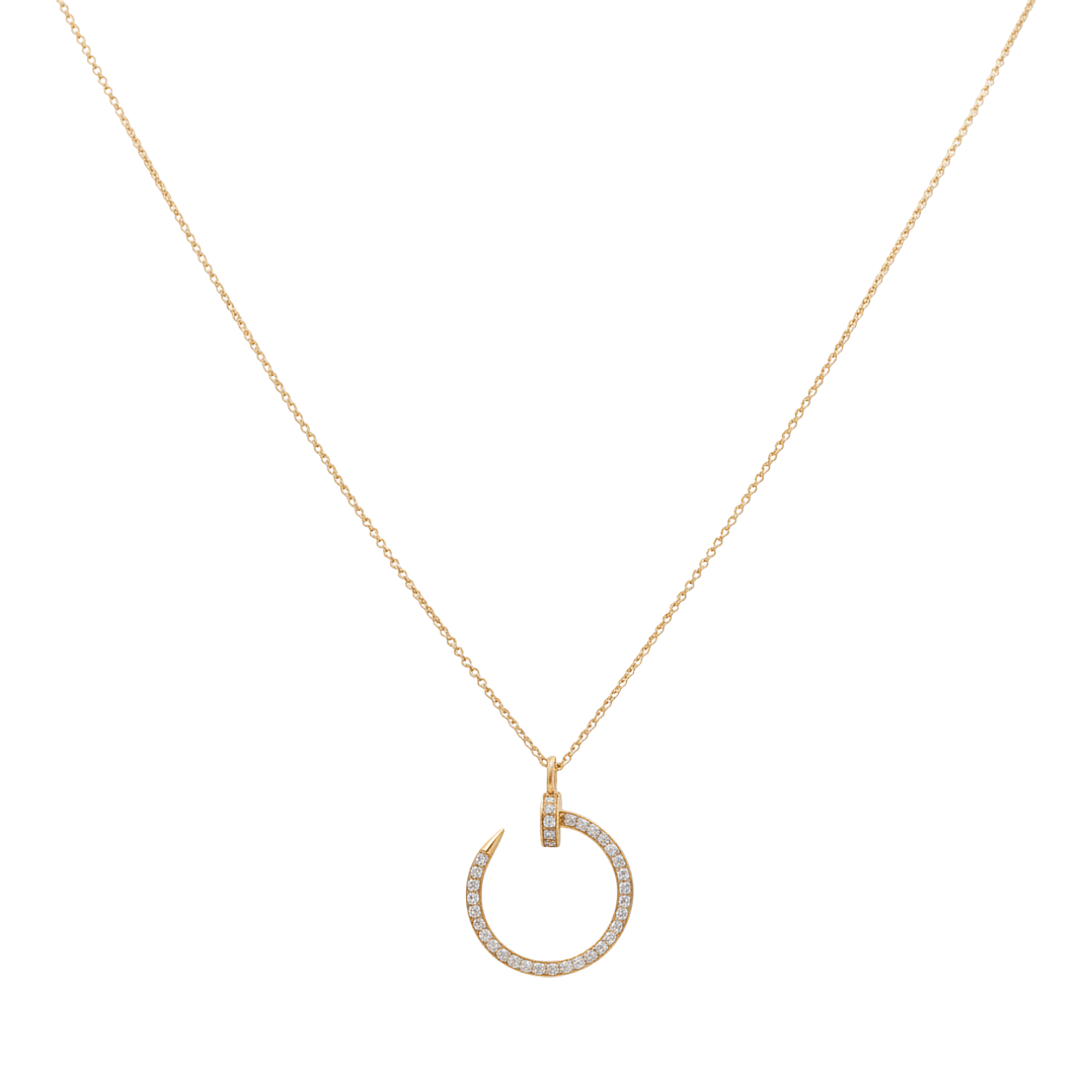 14k Yellow Gold Nail Diamond Necklace 18" with 0.29Tw Round Diamonds - Miral Jewelry