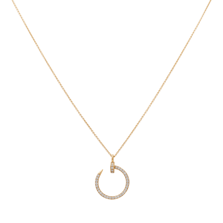 14k Yellow Gold Nail Diamond Necklace 18" with 0.29Tw Round Diamonds - Miral Jewelry