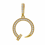 14K Yellow Gold Nail Pendant with Cz - Miral Jewelry
