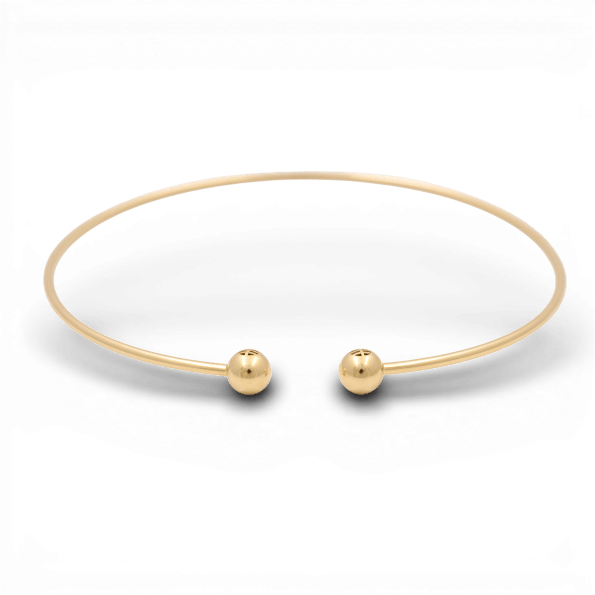 14K Yellow Gold Open Collar Necklace with Ball Ends 9.5 g