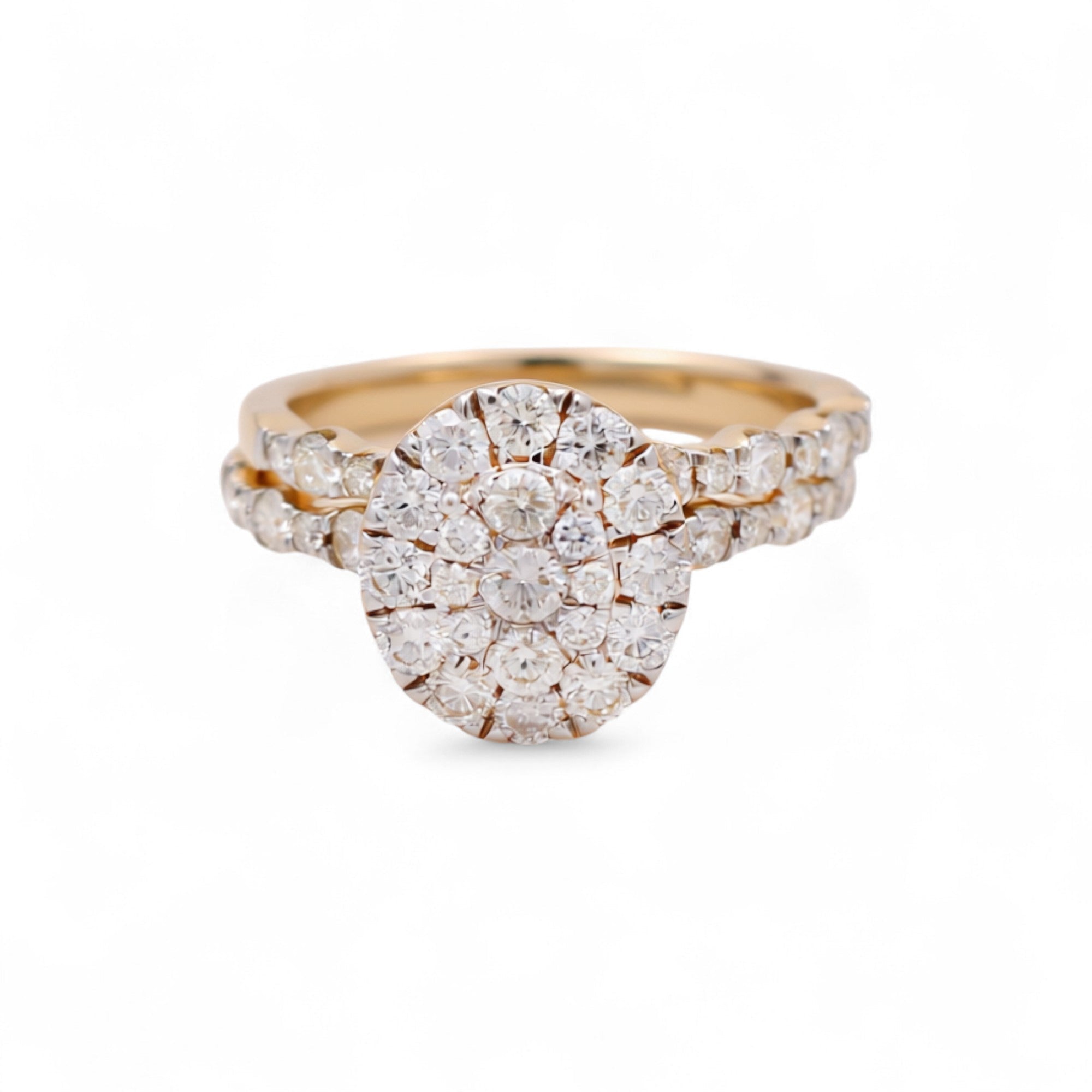14K Yellow Gold Oval Diamond Bridal with 1.76Tw Round Diamonds - Miral Jewelry
