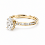 14K Yellow Gold Oval Diamond Engagement Ring with 1.01Tw Oval l Si 1 Diamonds and 0.19Tw Round Diamonds - Miral Jewelry