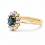 14K Yellow Gold Oval Fashion Ring with 0.60Tw Oval Sapphire and 0.10Tw Round Diamonds - Miral Jewelry