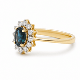 14K Yellow Gold Oval Fashion Ring with 0.60Tw Oval Sapphire and 0.10Tw Round Diamonds - Miral Jewelry