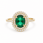 14K Yellow Gold Oval Green Fashion Women's Ring - Miral Jewelry