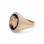 14k Yellow Gold Oval Onyx Fashion Men's Ring - Miral Jewelry
