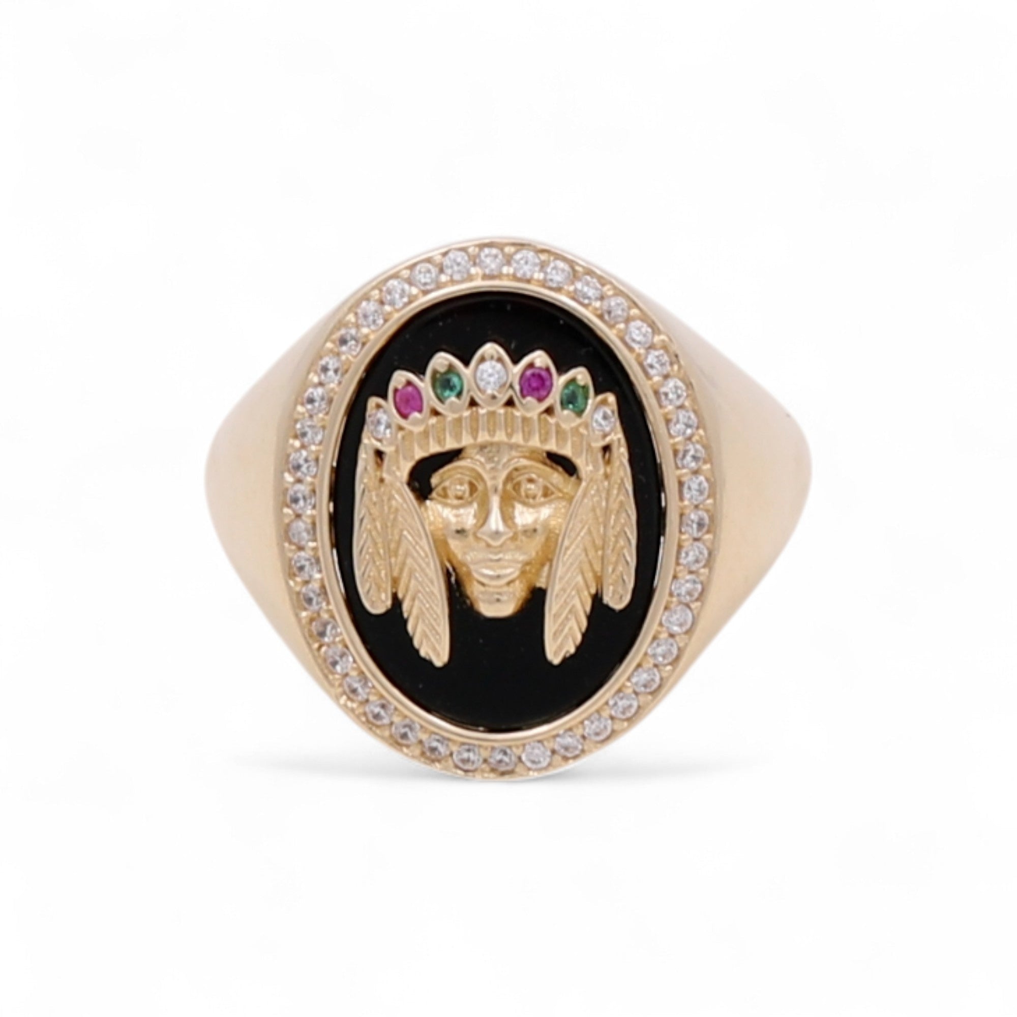 14k Yellow Gold Oval Onyx Fashion Men's Ring - Miral Jewelry