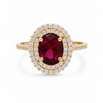 14K Yellow Gold Oval Red Fashion Women's Ring - Miral Jewelry