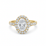 14K Yellow Gold Oval Rings with 1.50Tw Oval Lab Diamonds and 0.61Tw Round Lab Diamonds - Miral Jewelry