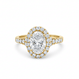 14K Yellow Gold Oval Rings with 1.50Tw Oval Lab Diamonds and 0.61Tw Round Lab Diamonds - Miral Jewelry