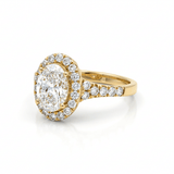 14K Yellow Gold Oval Rings with 1.50Tw Oval Lab Diamonds and 0.61Tw Round Lab Diamonds - Miral Jewelry