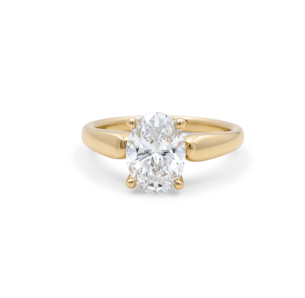 14K Yellow Gold Oval Lab-Grown Diamond Solitaire Engagement Ring 2.01 ct