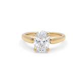 14K Yellow Gold Oval Rings with 2.01Tw Oval Lab Diamonds and 0.14Tw Round Lab Diamonds - Miral Jewelry