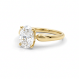 14K Yellow Gold Oval Rings with 2.01Tw Oval Lab Diamonds and 0.14Tw Round Lab Diamonds - Miral Jewelry