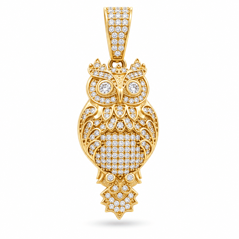14K Yellow Gold Own Wit CZ Pendant - Miral Jewelry
