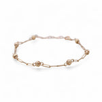 14K Yellow Gold Paper Clip and Beads Women's Bracelet - Miral Jewelry