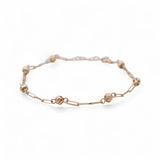 14K Yellow Gold Paper Clip and Beads Women's Bracelet - Miral Jewelry