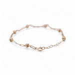 14K Yellow Gold Paper Clip and Beads Women's Bracelet - Miral Jewelry