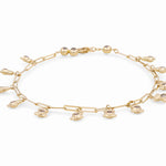 14K Yellow Gold Paper Clip Ankle with Charms Bracelet - Miral Jewelry
