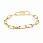 14K Yellow Gold Paper Clip Bracelet Women's - Miral Jewelry