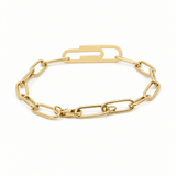 14K Yellow Gold Paper Clip Bracelet Women's - Miral Jewelry
