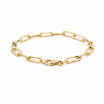 14K Yellow Gold Paper Clip Bracelet Women's - Miral Jewelry