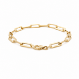 14K Yellow Gold Paper Clip Bracelet Women's - Miral Jewelry