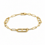 14K Yellow Gold Paper Clip Bracelet Women's - Miral Jewelry
