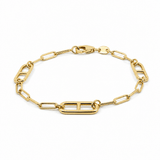 14K Yellow Gold Paper Clip Bracelet Women's - Miral Jewelry