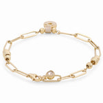 14K Yellow Gold Paper Clip Bracelet Women's - Miral Jewelry