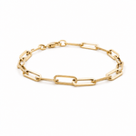 14K Yellow Gold Paper Clip Bracelet Women's - Miral Jewelry