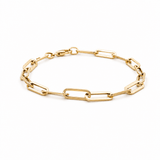 14K Yellow Gold Paper Clip Bracelet Women's - Miral Jewelry