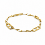 14K Yellow Gold Paper Clip Bracelet Women's - Miral Jewelry