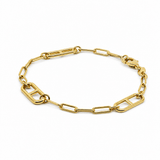 14K Yellow Gold Paper Clip Bracelet Women's - Miral Jewelry