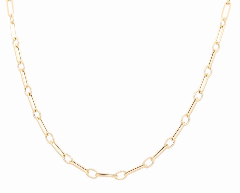 14K Yellow Gold Paper Clip Chain 18" - Miral Jewelry