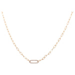 14k Yellow Gold Paper Clip Diamond Necklace with 0.21 Tw Round Diamonds - Miral Jewelry