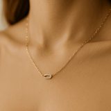 14k Yellow Gold Paper Clip Diamond Necklace with 0.21 Tw Round Diamonds - Miral Jewelry