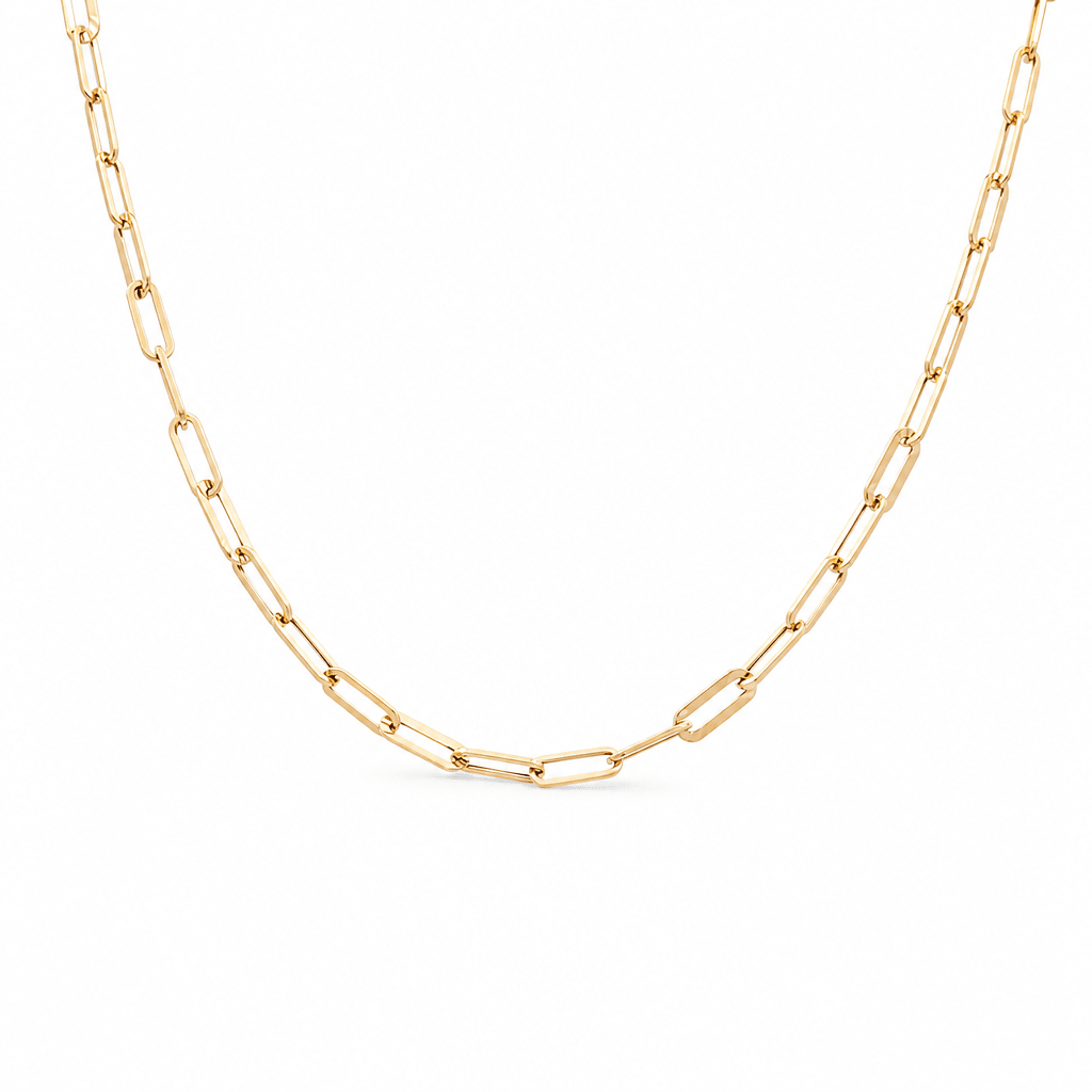 14k Yellow Gold Paper Clip Necklaces 18" - Miral Jewelry