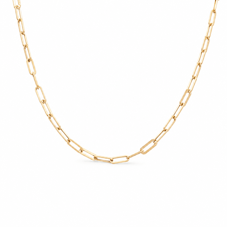 14k Yellow Gold Paper Clip Necklaces 18" - Miral Jewelry