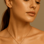 14k Yellow Gold Paper Clip with Heart Diamond Necklace with 0.47 Tw Round Diamonds - Miral Jewelry