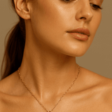 14k Yellow Gold Paper Clip with Heart Diamond Necklace with 0.47 Tw Round Diamonds - Miral Jewelry