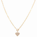 14k Yellow Gold Paper Clip with Heart Diamond Necklace with 0.47 Tw Round Diamonds - Miral Jewelry