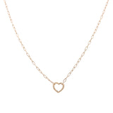 14K Yellow Gold Paper Clip with Heart Women's Necklace 17" - Miral Jewelry