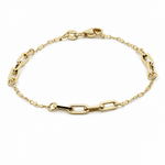 14K Yellow Gold Paper Clip with Infinitis Bracelet Women's - Miral Jewelry