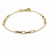 14K Yellow Gold Paper Clip with Infinitis Bracelet Women's - Miral Jewelry
