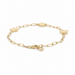 14K Yellow Gold Paper Clip with Star Bracelet Women's - Miral Jewelry